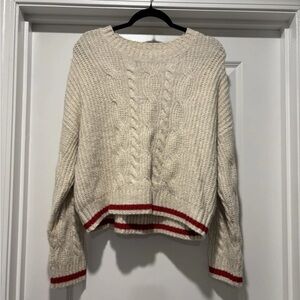 American Eagle Women’s Small Off White And Red Sweater